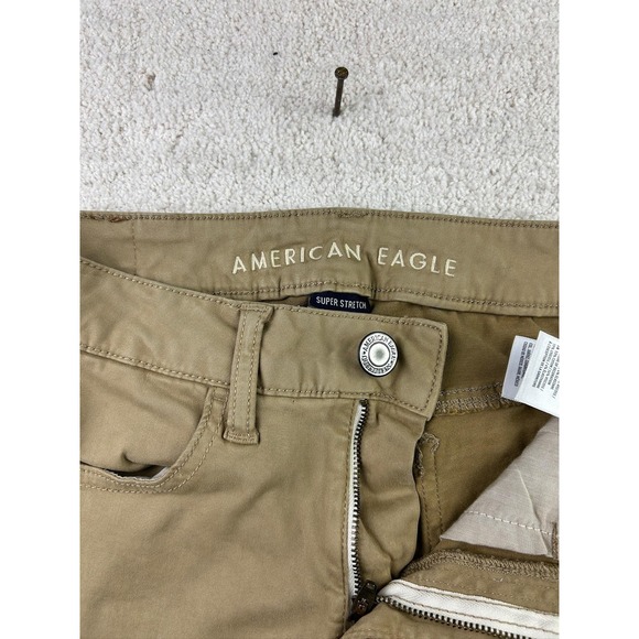 American Eagle Pants Womens 6 Short Khaki Super Stretch Skinny Fit‎ Tan Casual - Picture 6 of 10